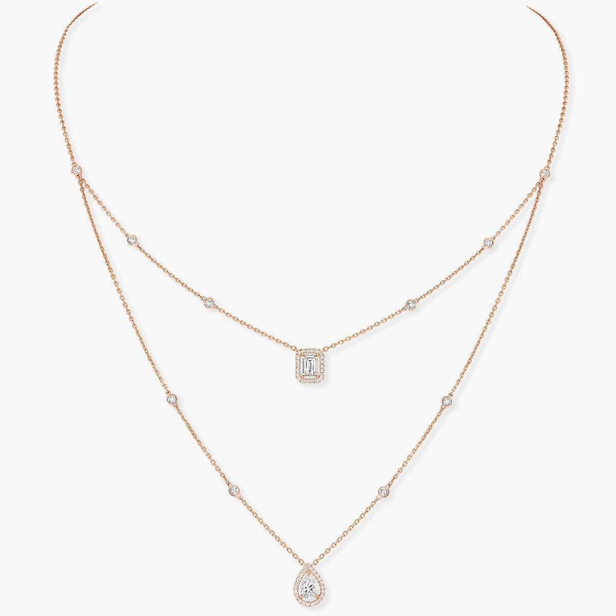 [⭐Clover Jewelry]MY TWIN 2 ROW DIAMOND NECKLACE