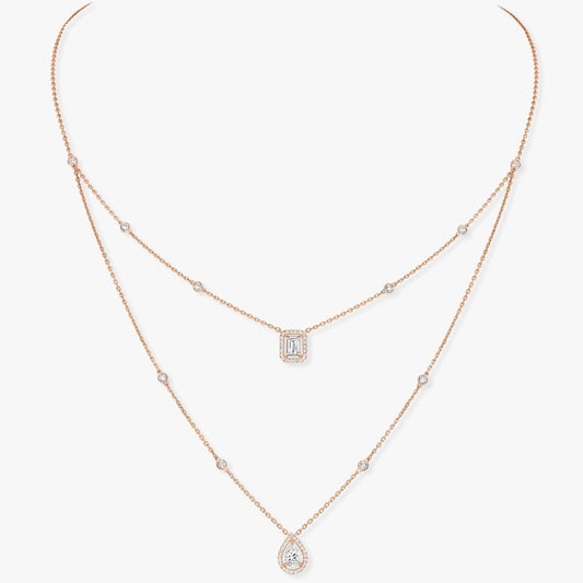 [⭐Clover Jewelry]MY TWIN 2 ROW DIAMOND NECKLACE