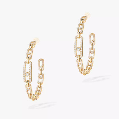 [[⭐Clover Jewelry]Move Link Diamond Hoop Earrings