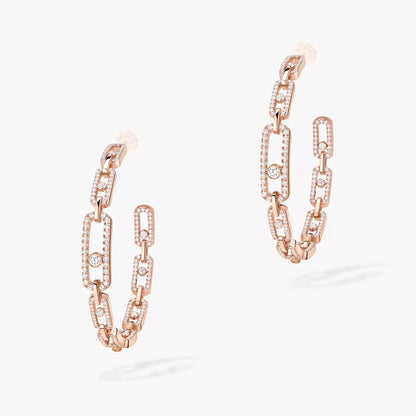 [[⭐Clover Jewelry]Move Link Diamond Hoop Earrings