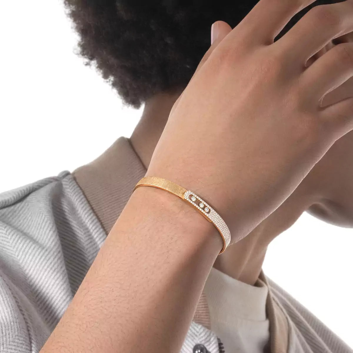 [⭐Clover Jewelry]Move Noa Ciselé half pavé bangle