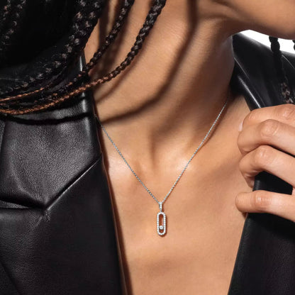 [⭐Clover Jewelry]Move Uno Diamond Necklace in Rose Gold