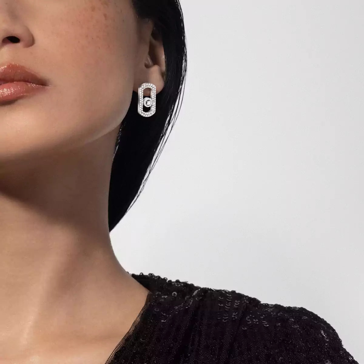 [⭐Clover Jewelry]So Move Pave_-Set Diamond Earrings in Silver