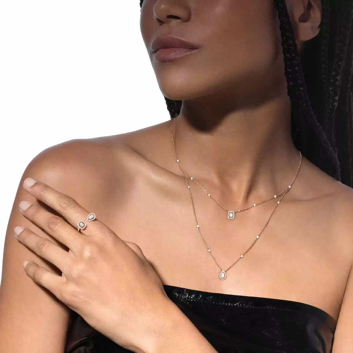 [⭐Clover Jewelry]Diamond Necklace My Twin 2 Rows