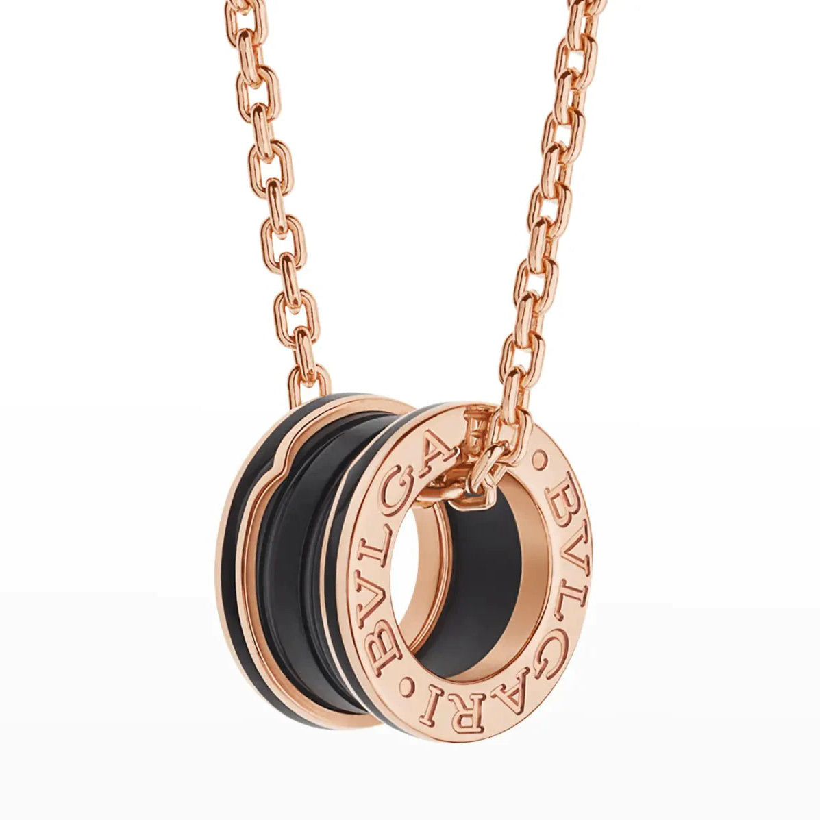 [⭐Clover Jewelry]ZERO 1 BLACK CERAMIC PINK GOLD NECKLACE