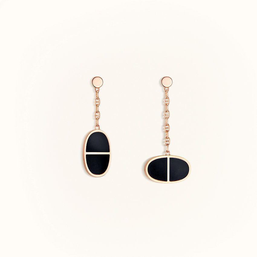 [⭐Clover Jewelry]CHAINE VERSO BLACK CERAMIC EARRINGS