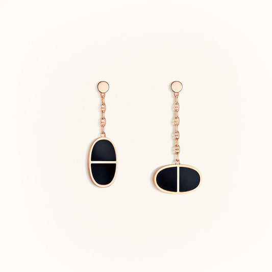 [⭐Clover Jewelry]CHAINE VERSO BLACK CERAMIC EARRINGS