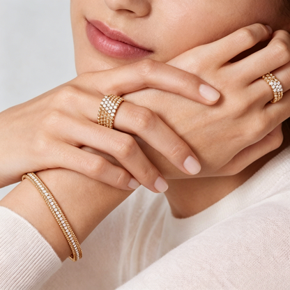 [⭐Clover Jewelry] THREE-ROW DIAMOND RING