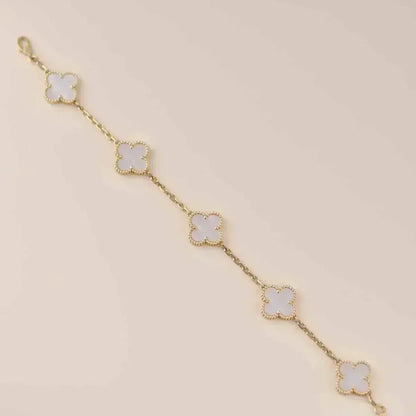 [⭐Clover Jewelry]CLOVER WHITE PEARL MOP 5 MOTIF BRACELET COLLECTION