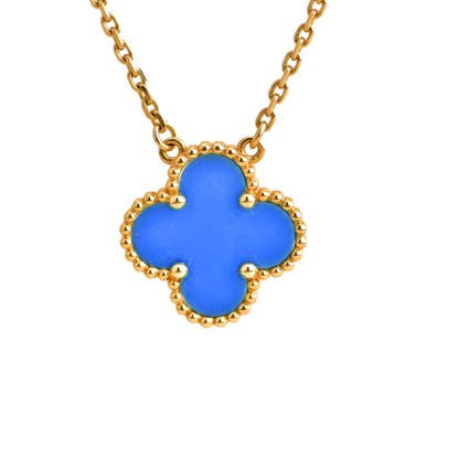 [⭐Clover Jewelry]CLOVER 15MM BLUE AGATE NECKLACE