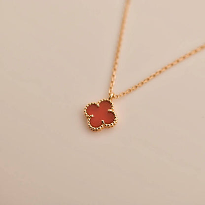 [⭐Clover Jewelry]CLOVER MINI 9.5MM WHITE CARNELIANS NECKLACE