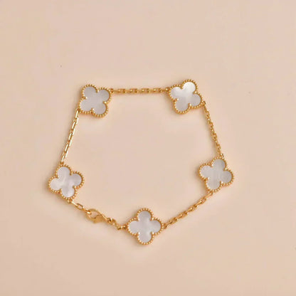 [⭐Clover Jewelry]CLOVER WHITE PEARL MOP 5 MOTIF BRACELET COLLECTION