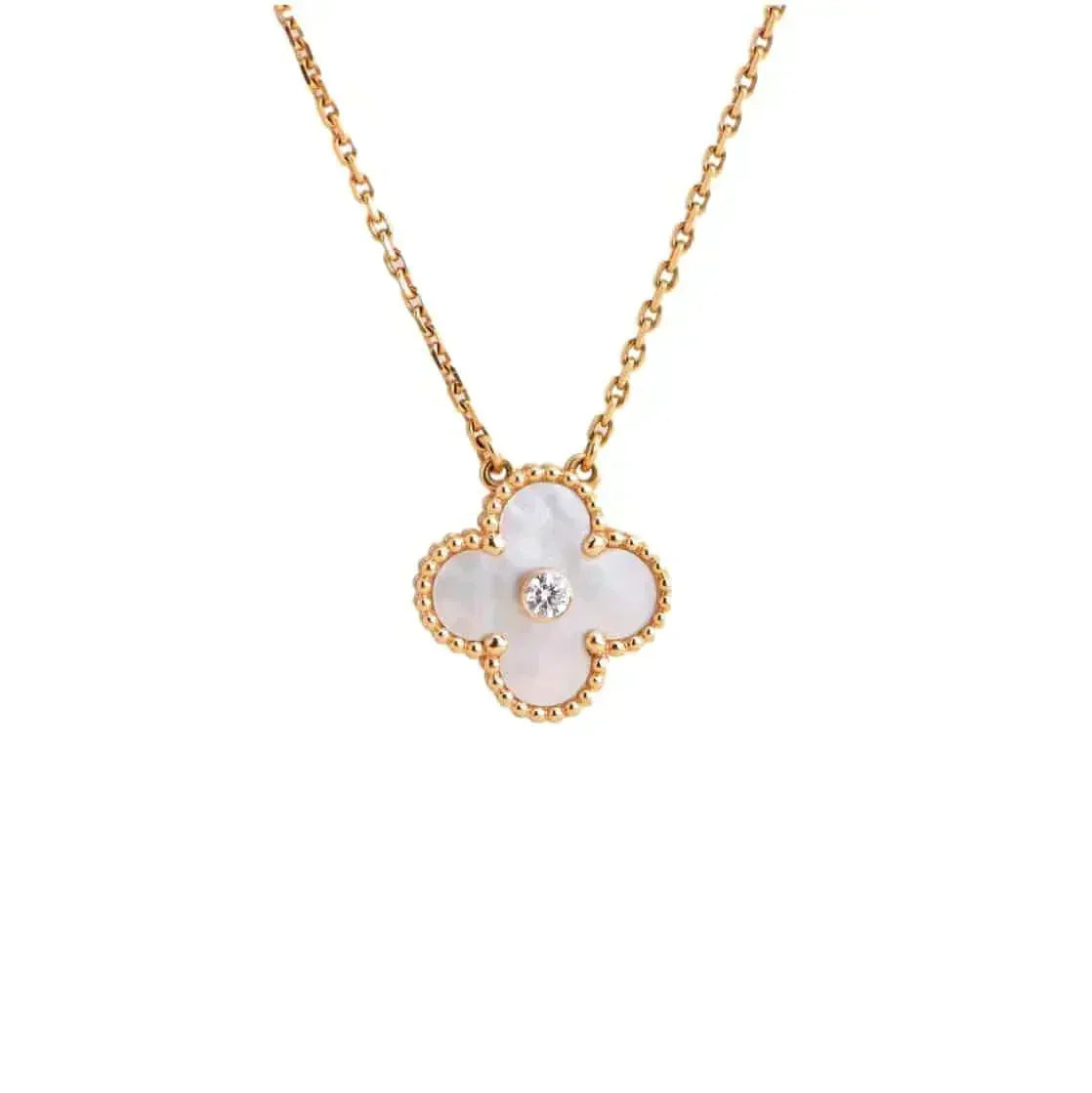[⭐Clover Jewelry]CLOVER 15MM DIAMOND WHITE FRITILLARIA NECKLACE