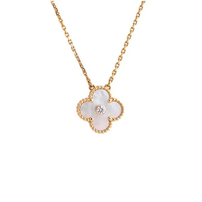 [⭐Clover Jewelry]CLOVER 15MM DIAMOND WHITE FRITILLARIA NECKLACE