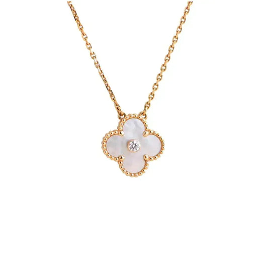[⭐Clover Jewelry]CLOVER 15MM DIAMOND WHITE FRITILLARIA NECKLACE