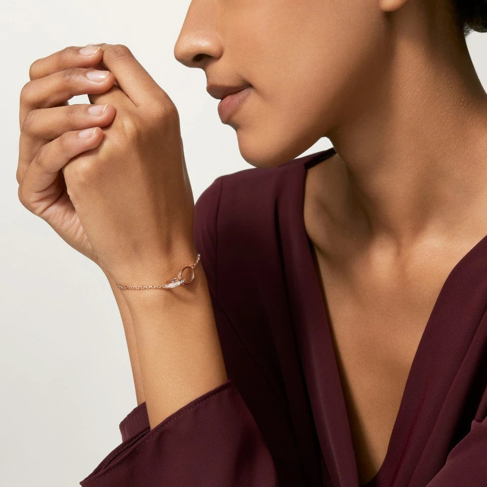 [⭐Clover Jewelry]LOVE DOUBLE RING HALF DIAMOND BRACELET