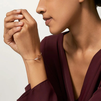 [⭐Clover Jewelry]LOVE DOUBLE RING HALF DIAMOND BRACELET