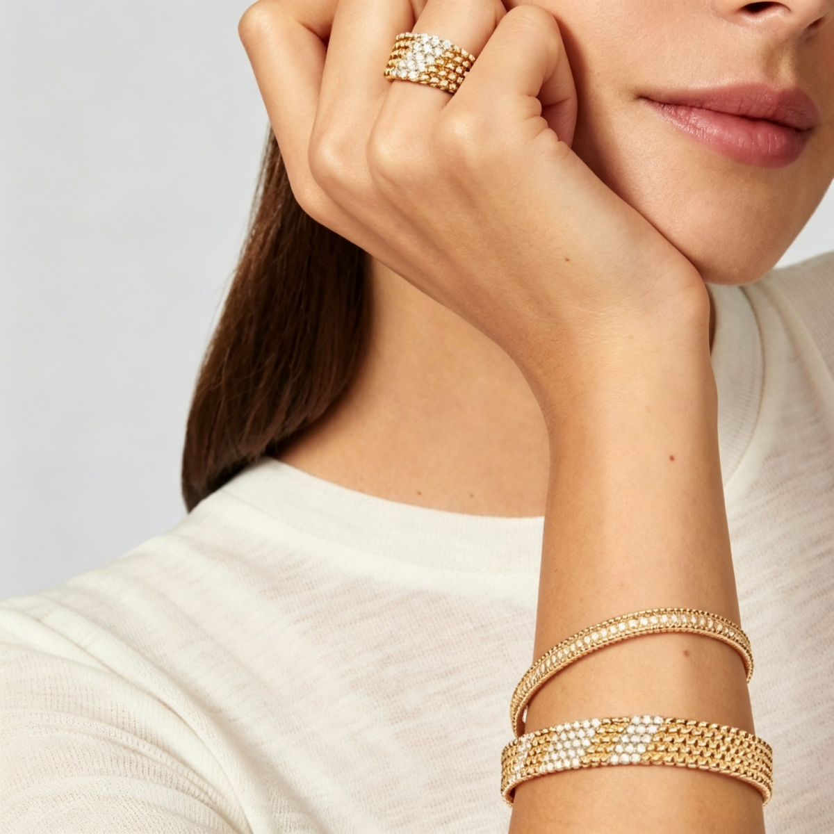 [⭐Clover Jewelry]  FIVE-ROW DIAMOND BRACELET