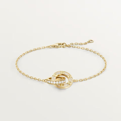 [⭐Clover Jewelry]LOVE DOUBLE RING FULL DIAMOND BRACELET