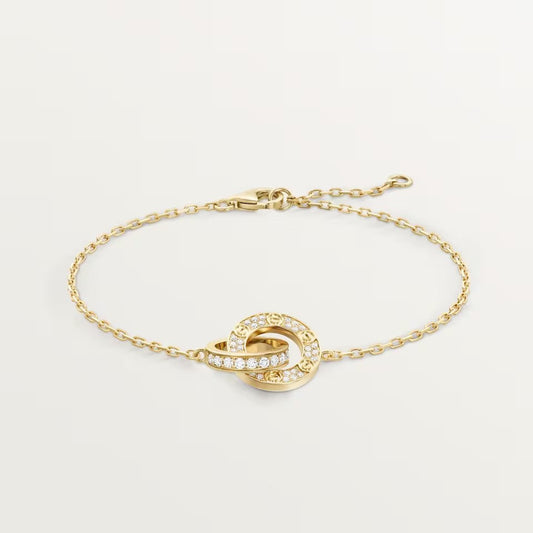 [⭐Clover Jewelry]LOVE DOUBLE RING FULL DIAMOND BRACELET