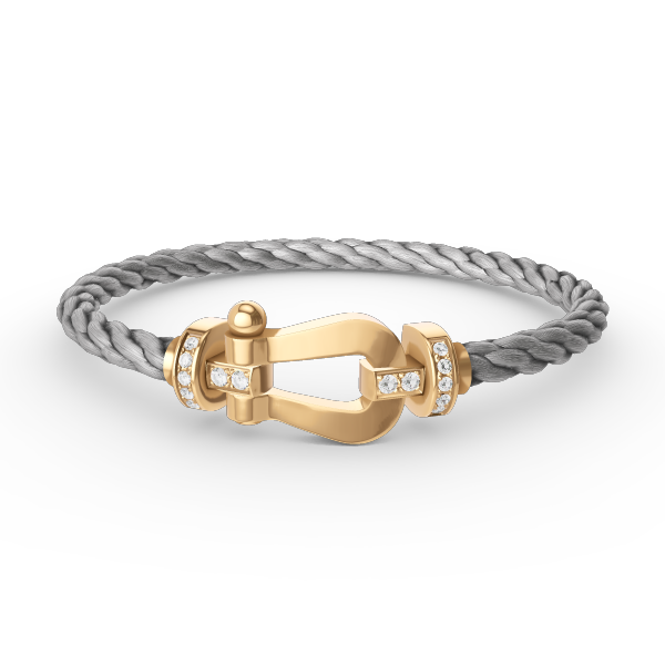 [⭐Clover Jewelry]FORCE LARGE HORSESHOE HALF DIAMOND BRACELET GOLD