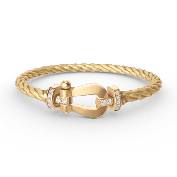 [⭐Clover Jewelry]FORCE LARGE HORSESHOE HALF DIAMOND BRACELET GOLD