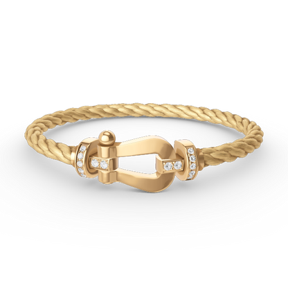 [⭐Clover Jewelry]FORCE LARGE HORSESHOE HALF DIAMOND BRACELET GOLD