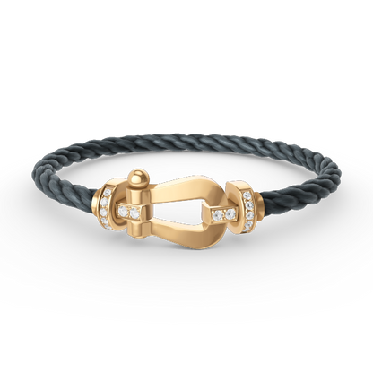 [⭐Clover Jewelry]FORCE LARGE HORSESHOE HALF DIAMOND BRACELET GOLD