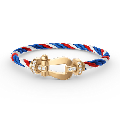[⭐Clover Jewelry]FORCE LARGE HORSESHOE HALF DIAMOND BRACELET GOLD
