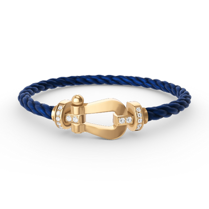 [⭐Clover Jewelry]FORCE LARGE HORSESHOE HALF DIAMOND BRACELET GOLD