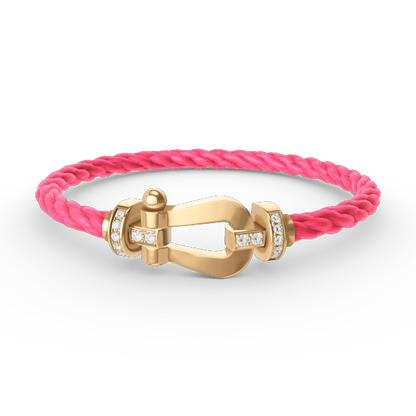 [⭐Clover Jewelry]FORCE LARGE HORSESHOE HALF DIAMOND BRACELET GOLD