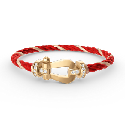[⭐Clover Jewelry]FORCE LARGE HORSESHOE HALF DIAMOND BRACELET GOLD