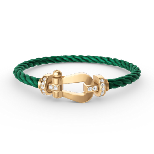[⭐Clover Jewelry]FORCE LARGE HORSESHOE HALF DIAMOND BRACELET GOLD