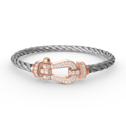 [⭐Clover Jewelry]FORCE LARGE HORSESHOE FULL DIAMOND BRACELET ROSE GOLD