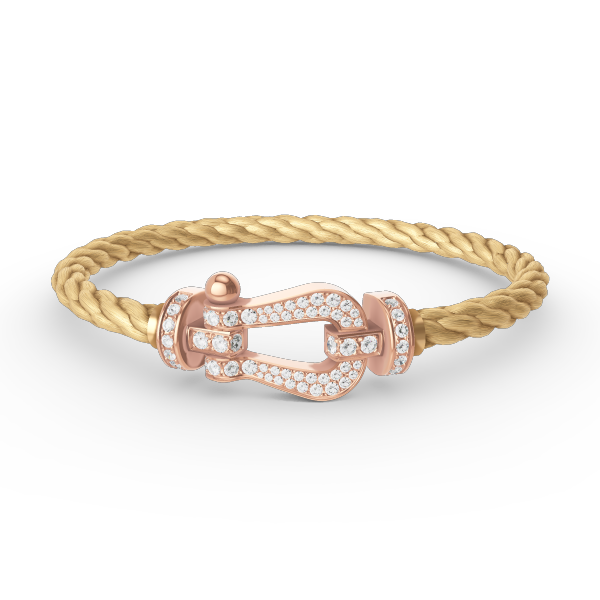 [⭐Clover Jewelry]FORCE LARGE HORSESHOE FULL DIAMOND BRACELET ROSE GOLD