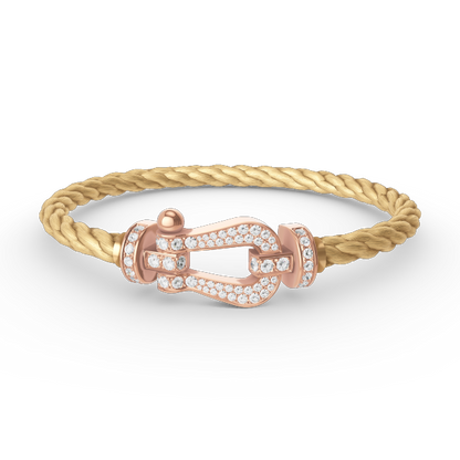 [⭐Clover Jewelry]FORCE LARGE HORSESHOE FULL DIAMOND BRACELET ROSE GOLD