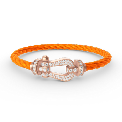 [⭐Clover Jewelry]FORCE LARGE HORSESHOE FULL DIAMOND BRACELET ROSE GOLD