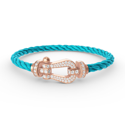 [⭐Clover Jewelry]FORCE LARGE HORSESHOE FULL DIAMOND BRACELET ROSE GOLD