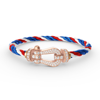 [⭐Clover Jewelry]FORCE LARGE HORSESHOE FULL DIAMOND BRACELET ROSE GOLD