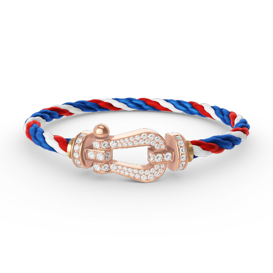 [⭐Clover Jewelry]FORCE LARGE HORSESHOE FULL DIAMOND BRACELET ROSE GOLD