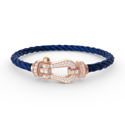 [⭐Clover Jewelry]FORCE LARGE HORSESHOE FULL DIAMOND BRACELET ROSE GOLD