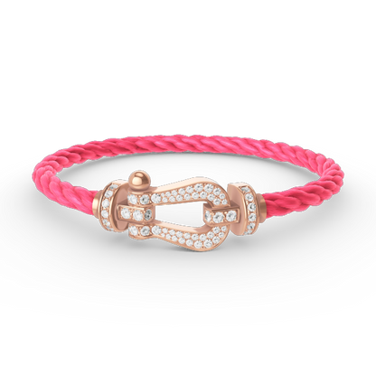 [⭐Clover Jewelry]FORCE LARGE HORSESHOE FULL DIAMOND BRACELET ROSE GOLD