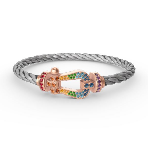 [⭐Clover Jewelry]FORCE LARGE HORSESHOE  COLORED DIAMOND BRACELET ROSE GOLD
