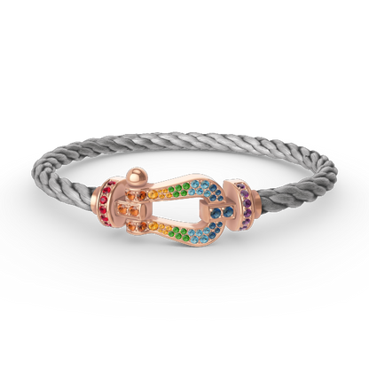 [⭐Clover Jewelry]FORCE LARGE HORSESHOE  COLORED DIAMOND BRACELET ROSE GOLD