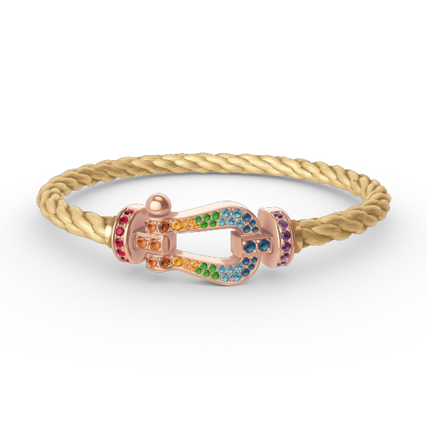 [⭐Clover Jewelry]FORCE LARGE HORSESHOE  COLORED DIAMOND BRACELET ROSE GOLD