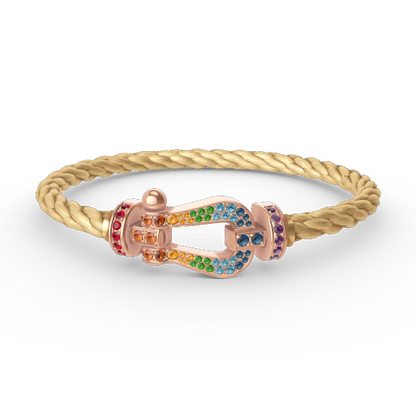 [⭐Clover Jewelry]FORCE LARGE HORSESHOE  COLORED DIAMOND BRACELET ROSE GOLD