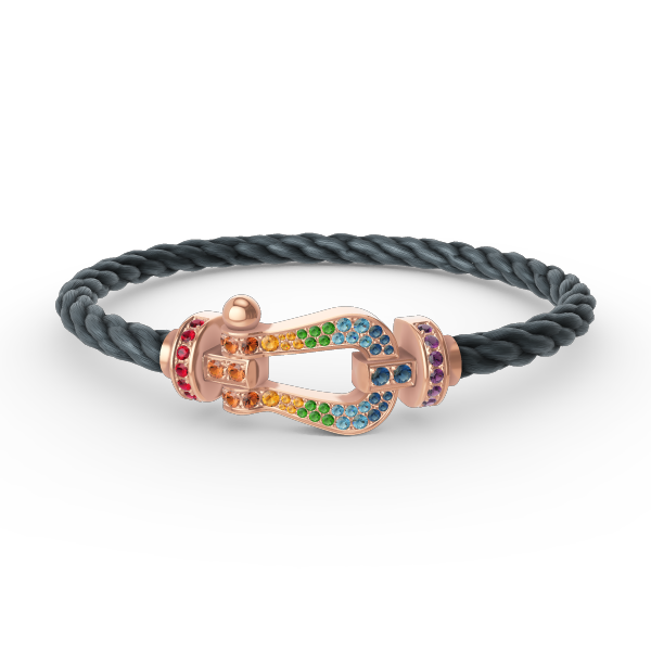 [⭐Clover Jewelry]FORCE LARGE HORSESHOE  COLORED DIAMOND BRACELET ROSE GOLD