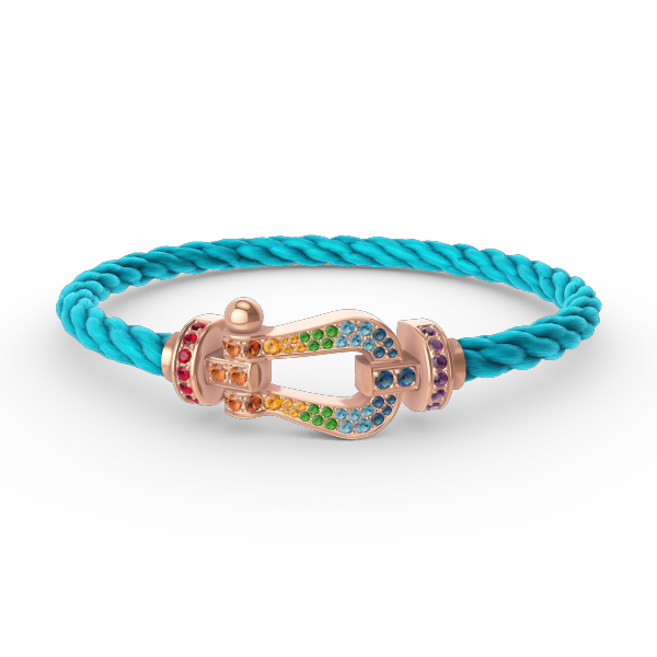 [⭐Clover Jewelry]FORCE LARGE HORSESHOE  COLORED DIAMOND BRACELET ROSE GOLD