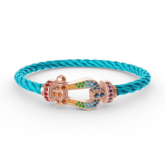 [⭐Clover Jewelry]FORCE LARGE HORSESHOE  COLORED DIAMOND BRACELET ROSE GOLD