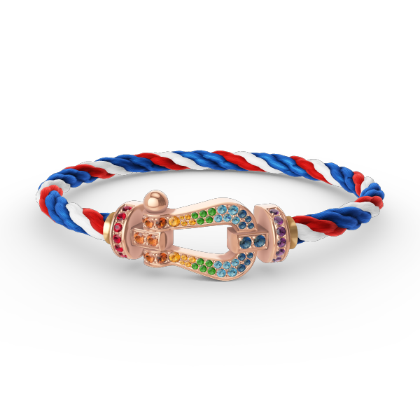 [⭐Clover Jewelry]FORCE LARGE HORSESHOE  COLORED DIAMOND BRACELET ROSE GOLD